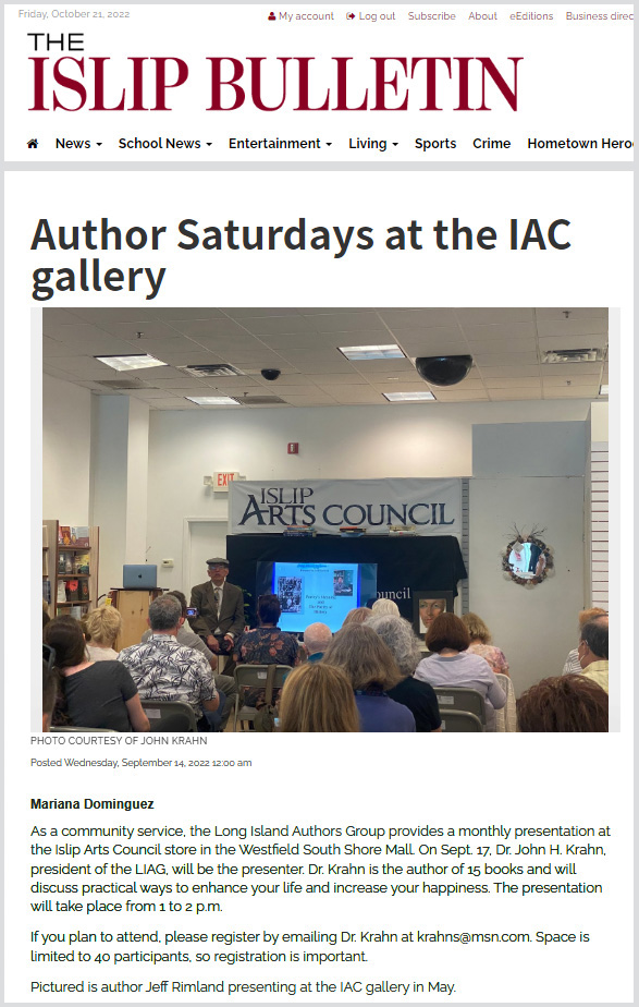 SEPT 2022 / Author Saturdays at the Gallery