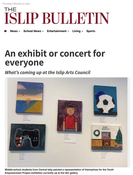 FEB 2022 / What's Coming Up at the IAC Featured in the Islip Bulletin