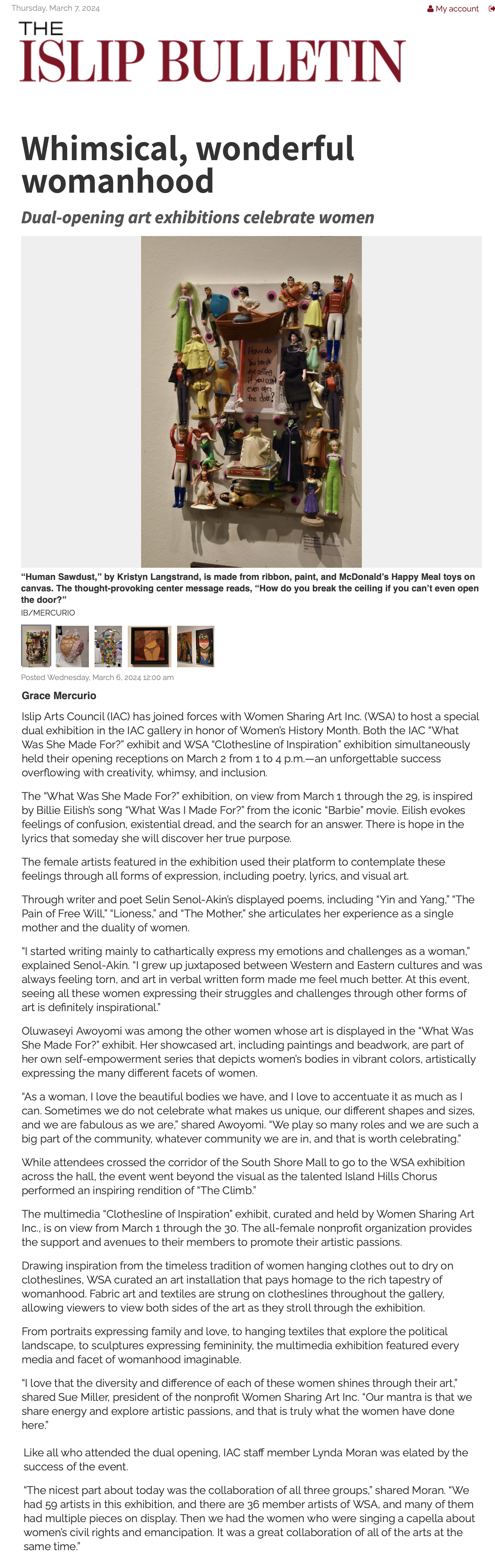  MAR 2024 / Women's History Month Exhibitions Featured in Islip Bulletin